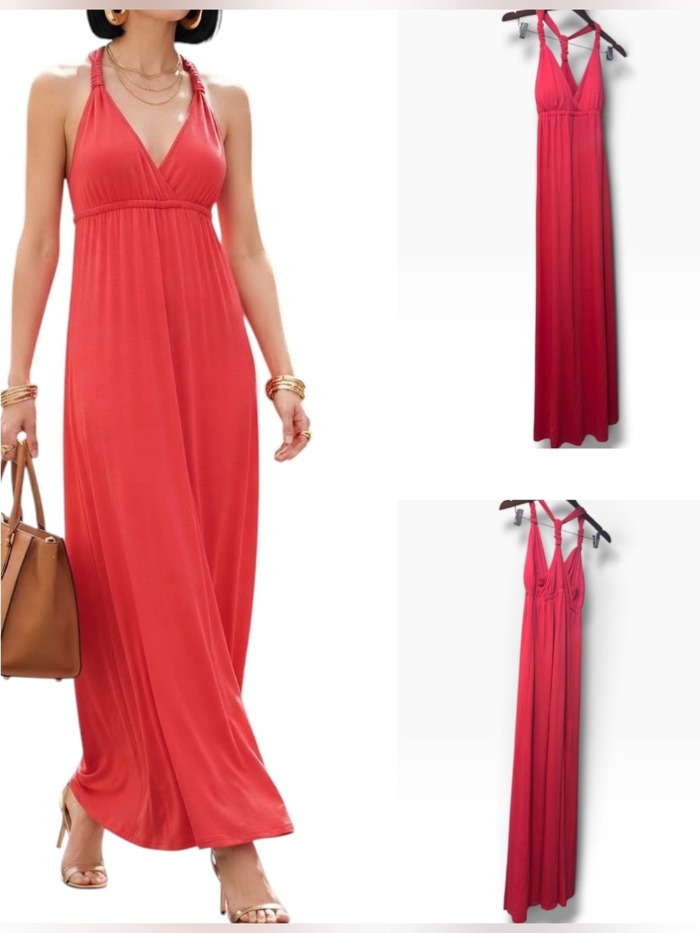 La Class | NWOT Boho Coral Red Racerback Maxi Dress (Size M)